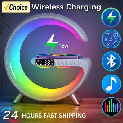 April: Wireless Charger Stand Speaker Night Light