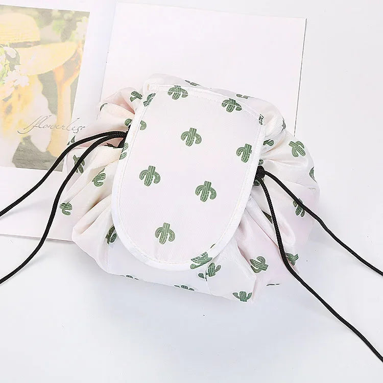 Women's Drawstring Cosmetic Bag, a stylish and practical solution for keeping your makeup and toiletries organized while on the move.